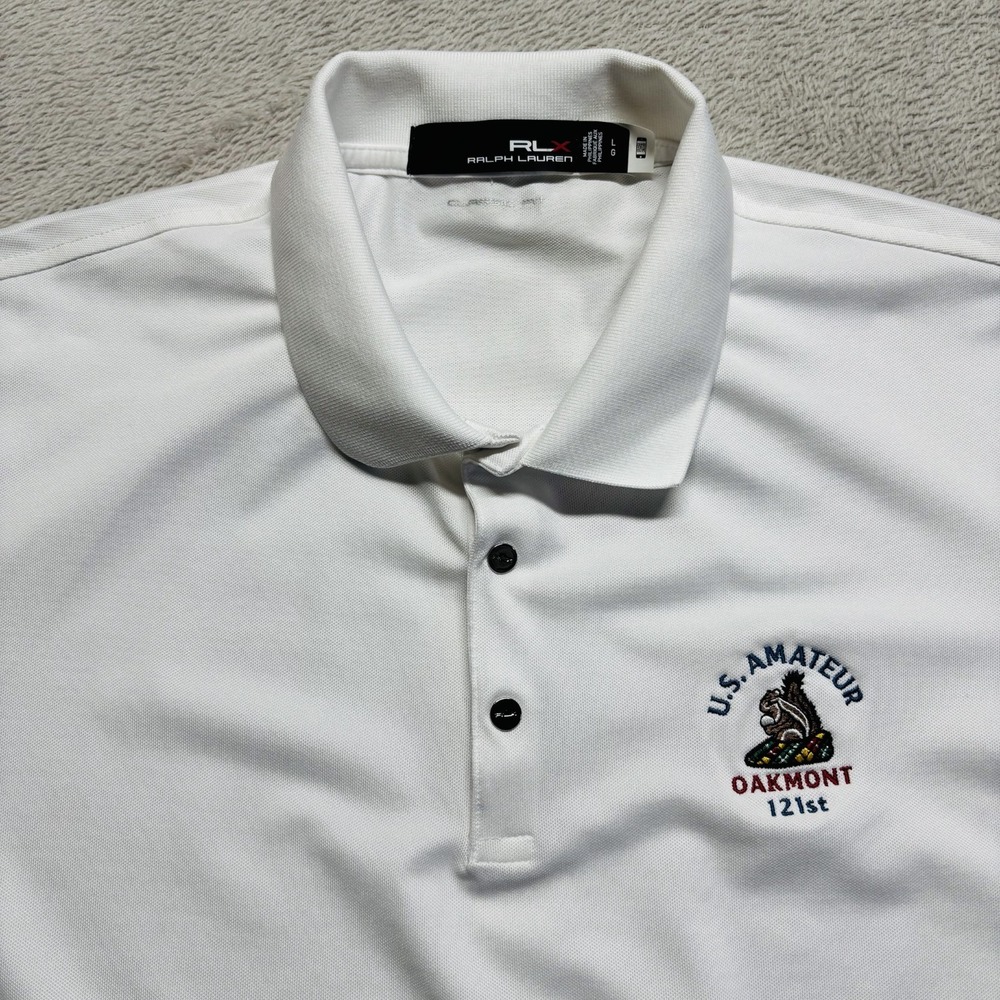 RLX Ralph Lauren Polo Women's L Oakmont US Amateur Performance Shirt Snap BUtton
